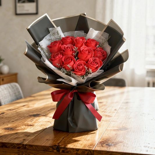 Elegant Fresh Rose Bouquet, Beautiful Floral Arrangement for Love & Celebrations